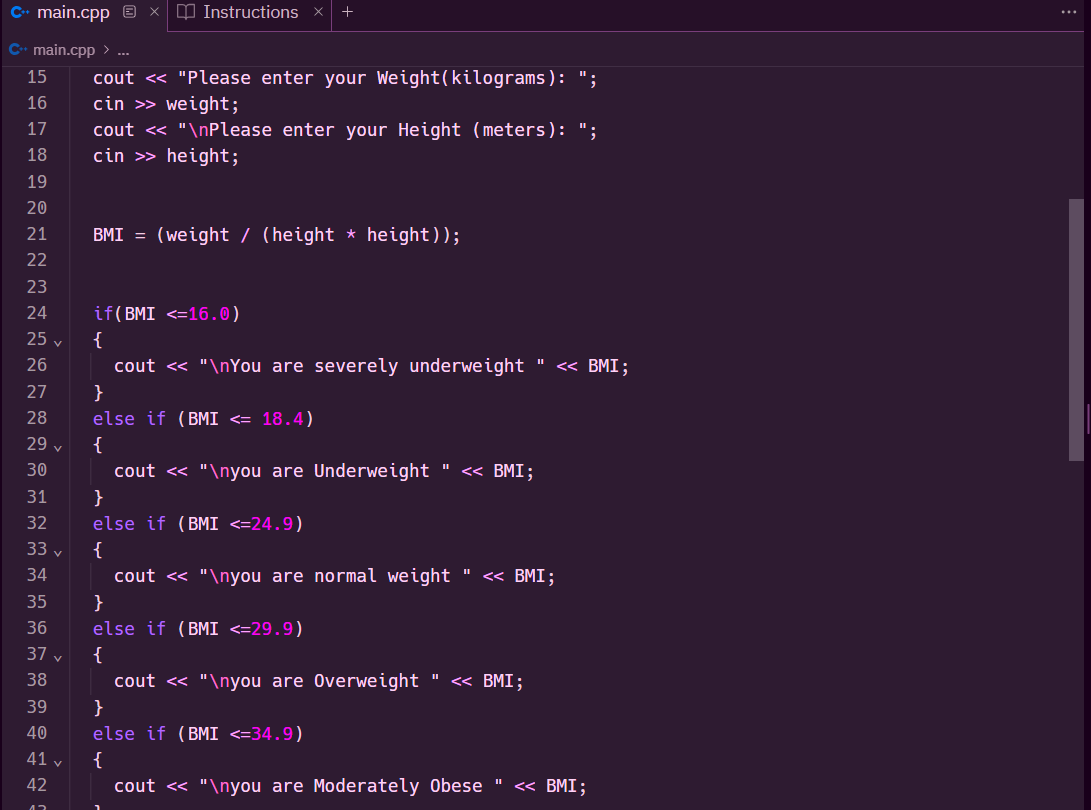Thumbnail of BMI Calculator Project in C++
